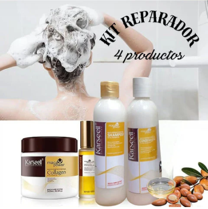 Tratamiento ORIGINAL COMPLETO Karseell -  MEGAPROMOCIÓN Mascarilla de colágeno, Shampoo, acondicionador + REGALO protector térmico